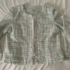 Nannette Women's Pink and Green Tweed Blazer